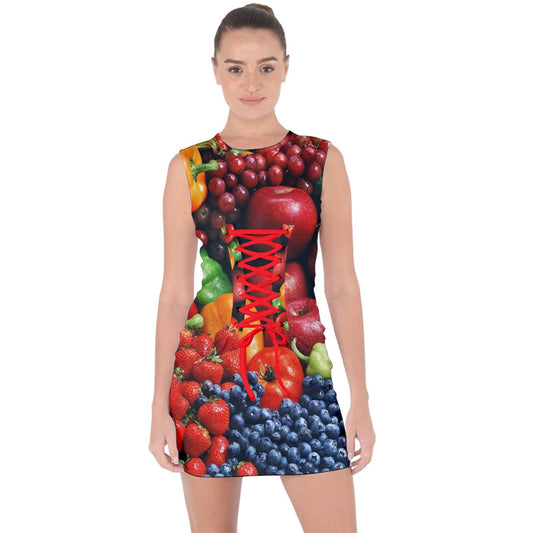 Fruit Snacks Lace Up Bodycon Dress