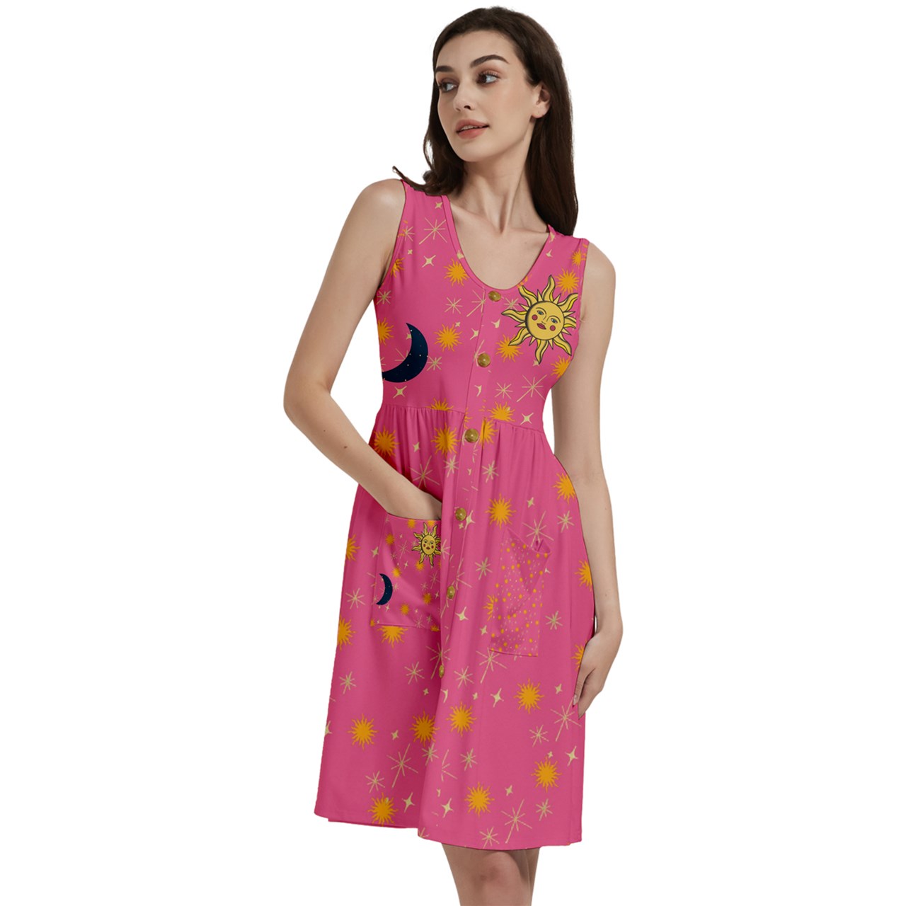 Pink Whimsy Pocket Dress With Pocket