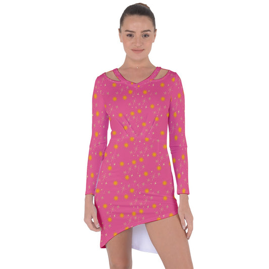 Pink Whimsy Asymmetric Cut-Out Shift Dress