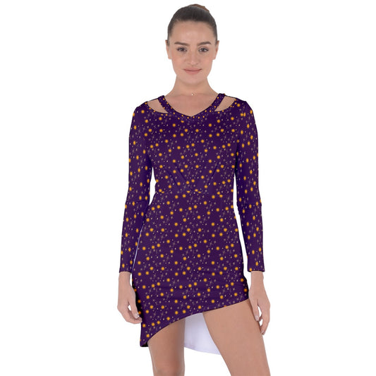 Purple Whimsy Asymmetric Cut-Out Shift Dress