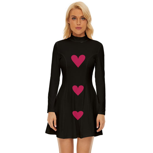 Mod Hearts Black Velour Longline Dress