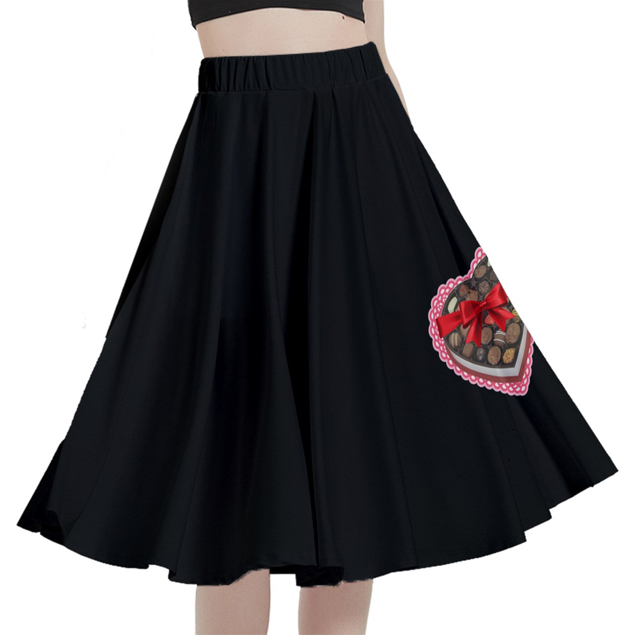 Heart Shaped Box Midi Skirt With Pocket
