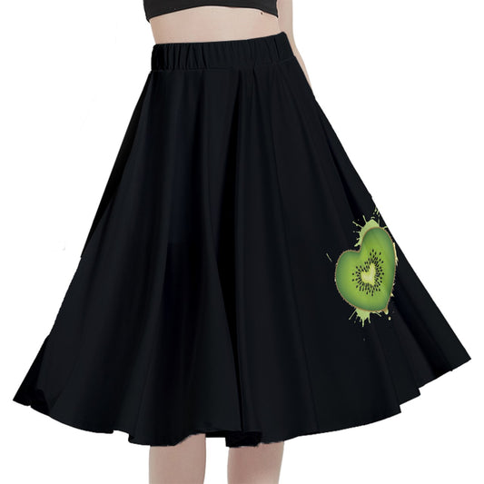 Kiwi Heart Midi Skirt With Pocket