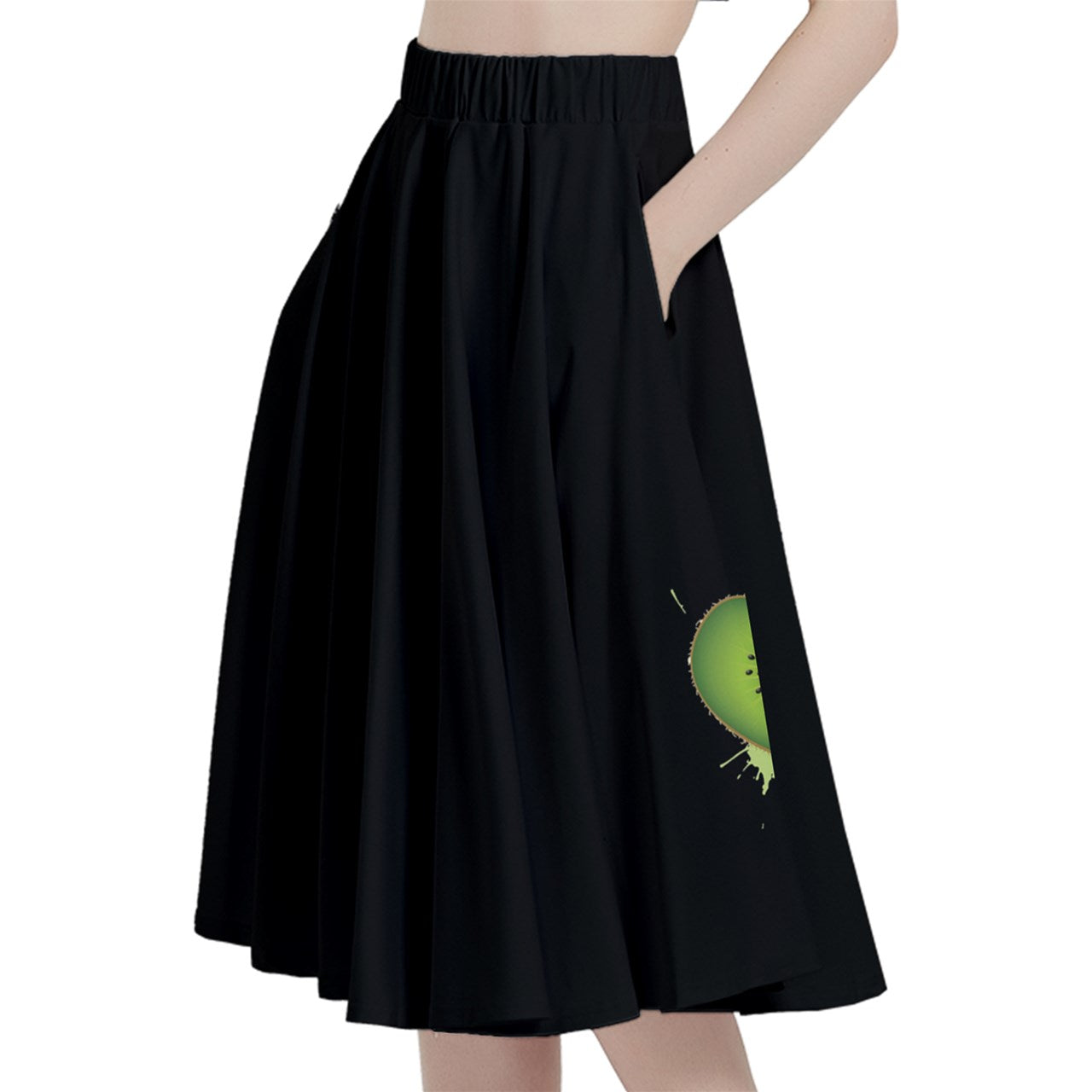 Kiwi Heart Midi Skirt With Pocket