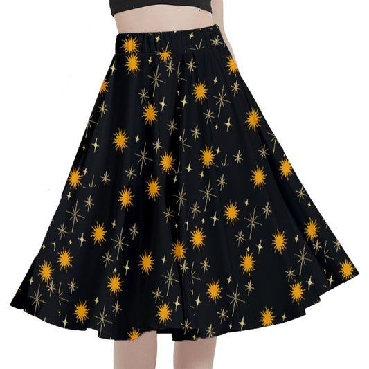 Black Whimsy Midi Skirt With Pocket