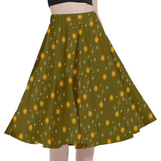 Green Whimsy Midi Skirt With Pocket