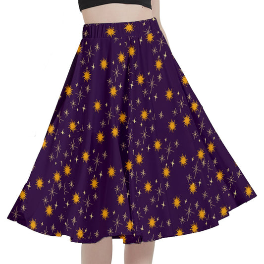 Purple Whimsy Midi Skirt With Pocket