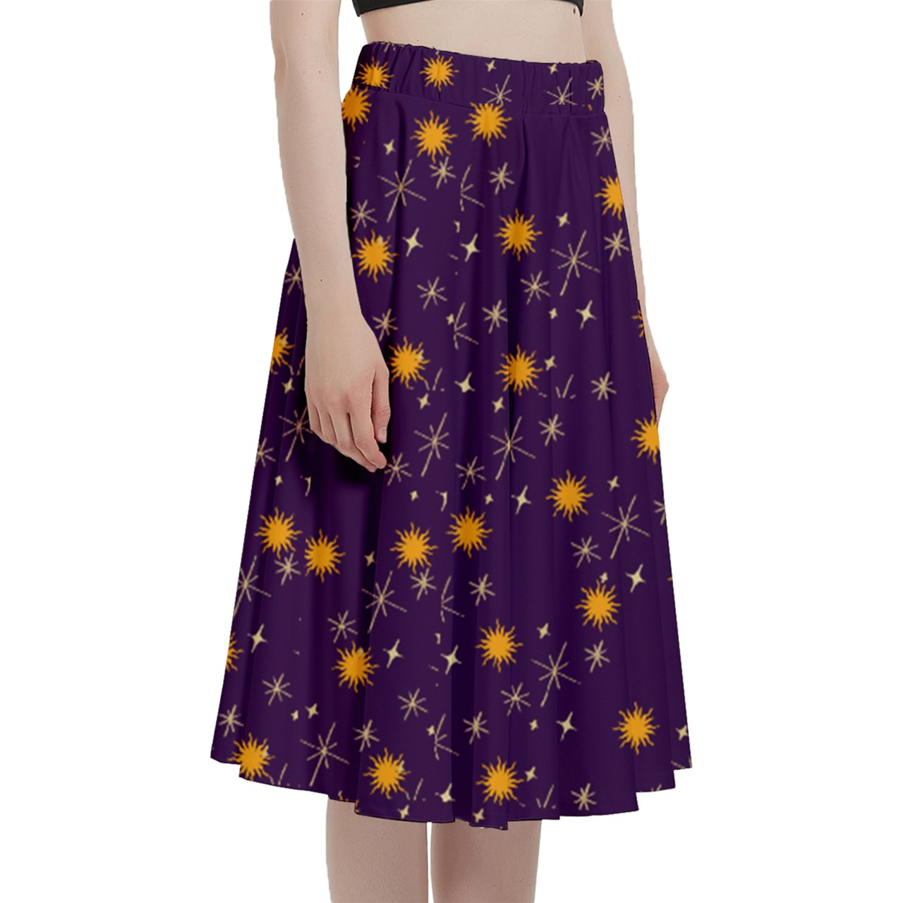 Purple Whimsy Midi Skirt With Pocket