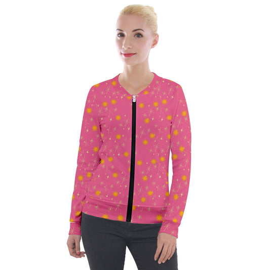 Pink Whimsy Velvet Tracksuit Jacket