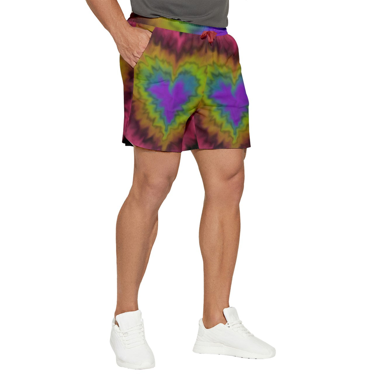 Rainbow Tie Dye Heart Runner Shorts