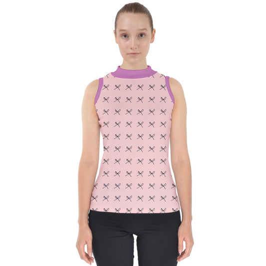 Rows of bows lite Mock Neck Shell Top