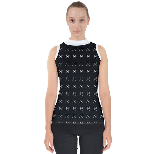 Rows of Bows dark Mock Neck Shell Top