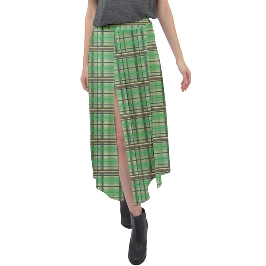 green academia Velour Split Maxi Skirt