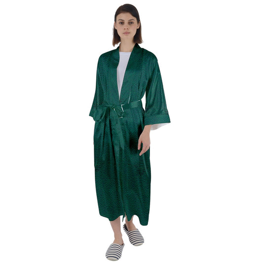 green cheeta Maxi Satin robe