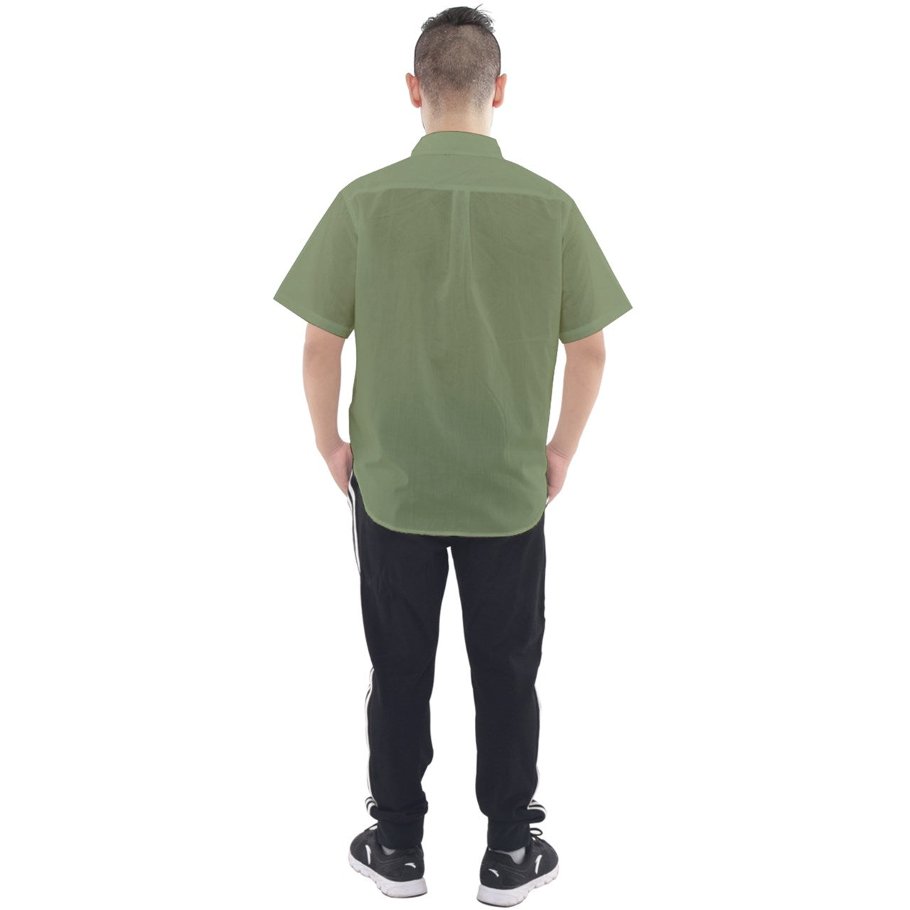 muted green striped Short Sleeve Shirt