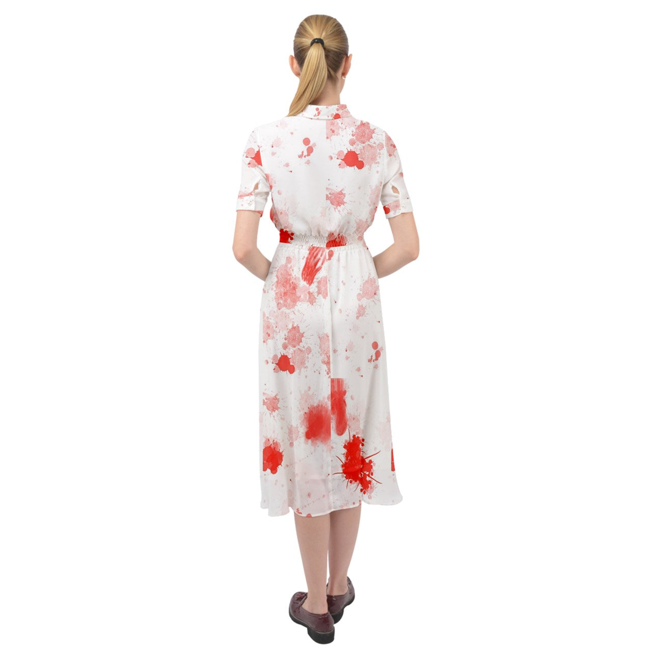 blood spatter Keyhole Neckline Chiffon Dress