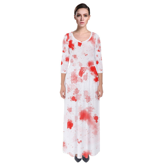 blood spatter Quarter Sleeve Maxi Dress