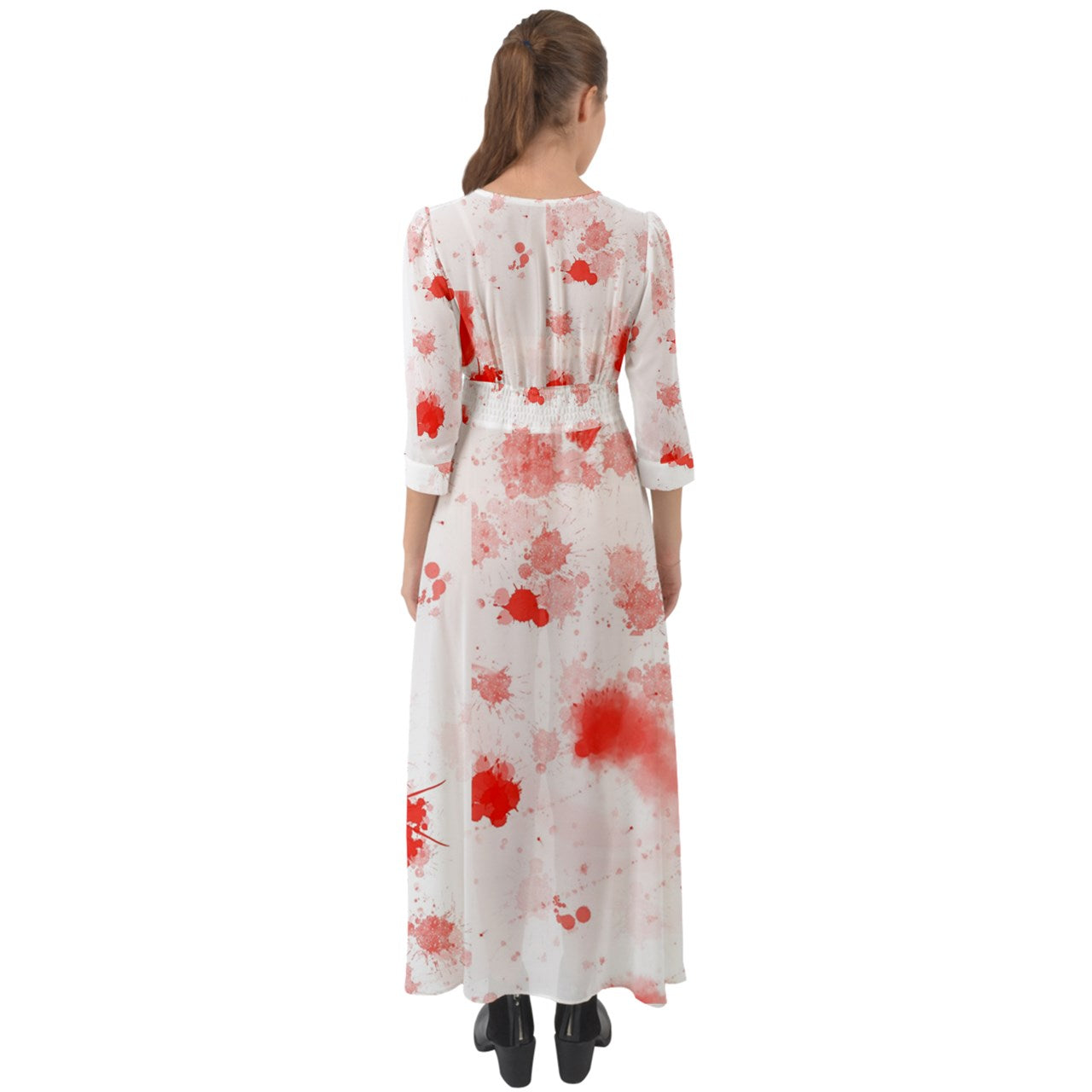 blood spatter Button Up Boho Maxi Dress