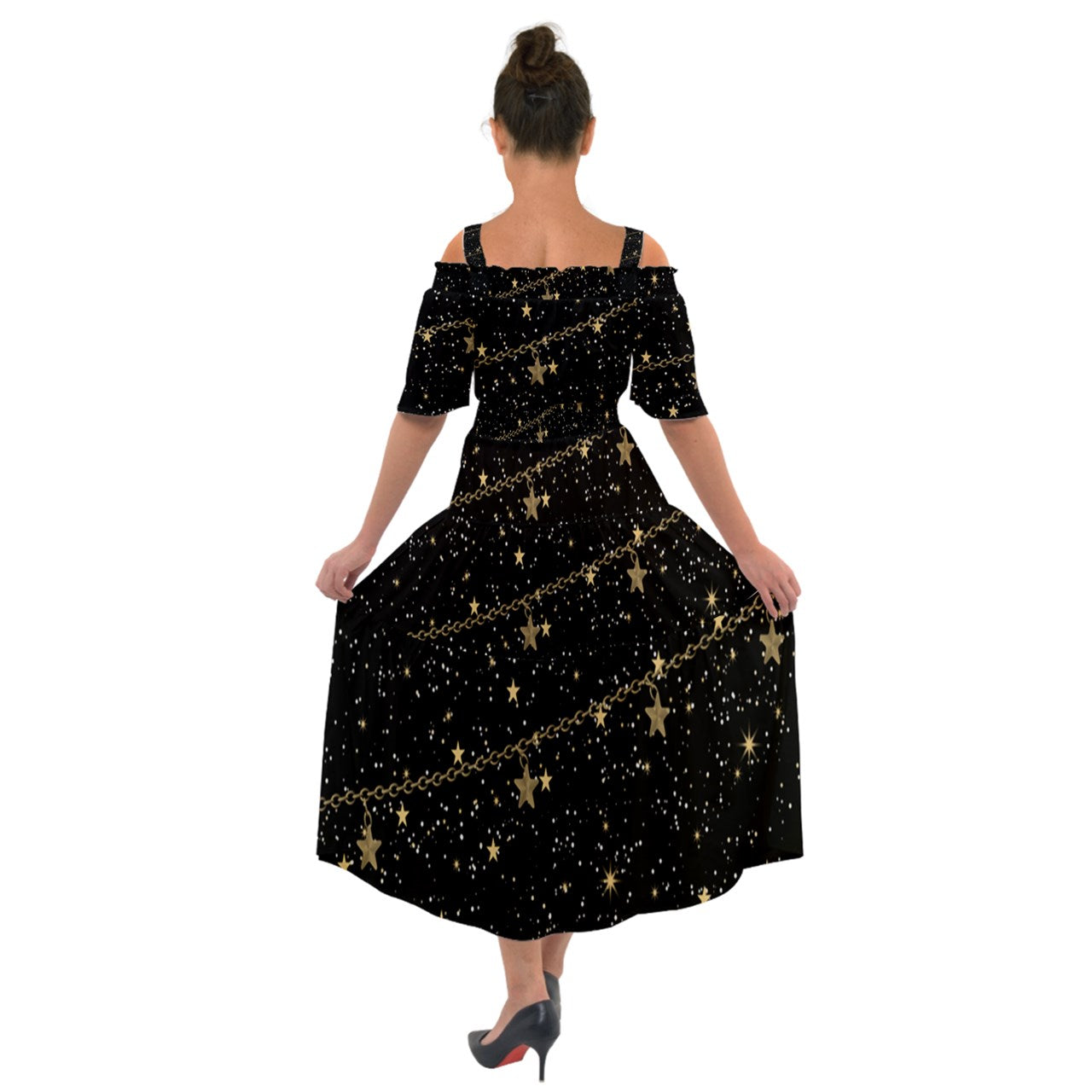 chain of stars Shoulder Straps Boho Maxi Dress