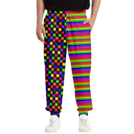 rainbow block Elastic Waist Pants