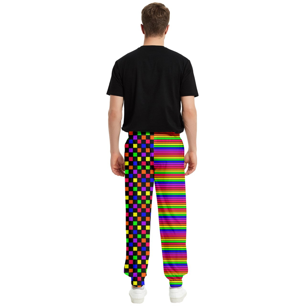 rainbow block Elastic Waist Pants