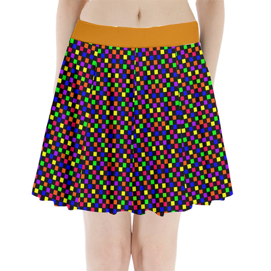 rainbow checker Pleated Mini Skirt