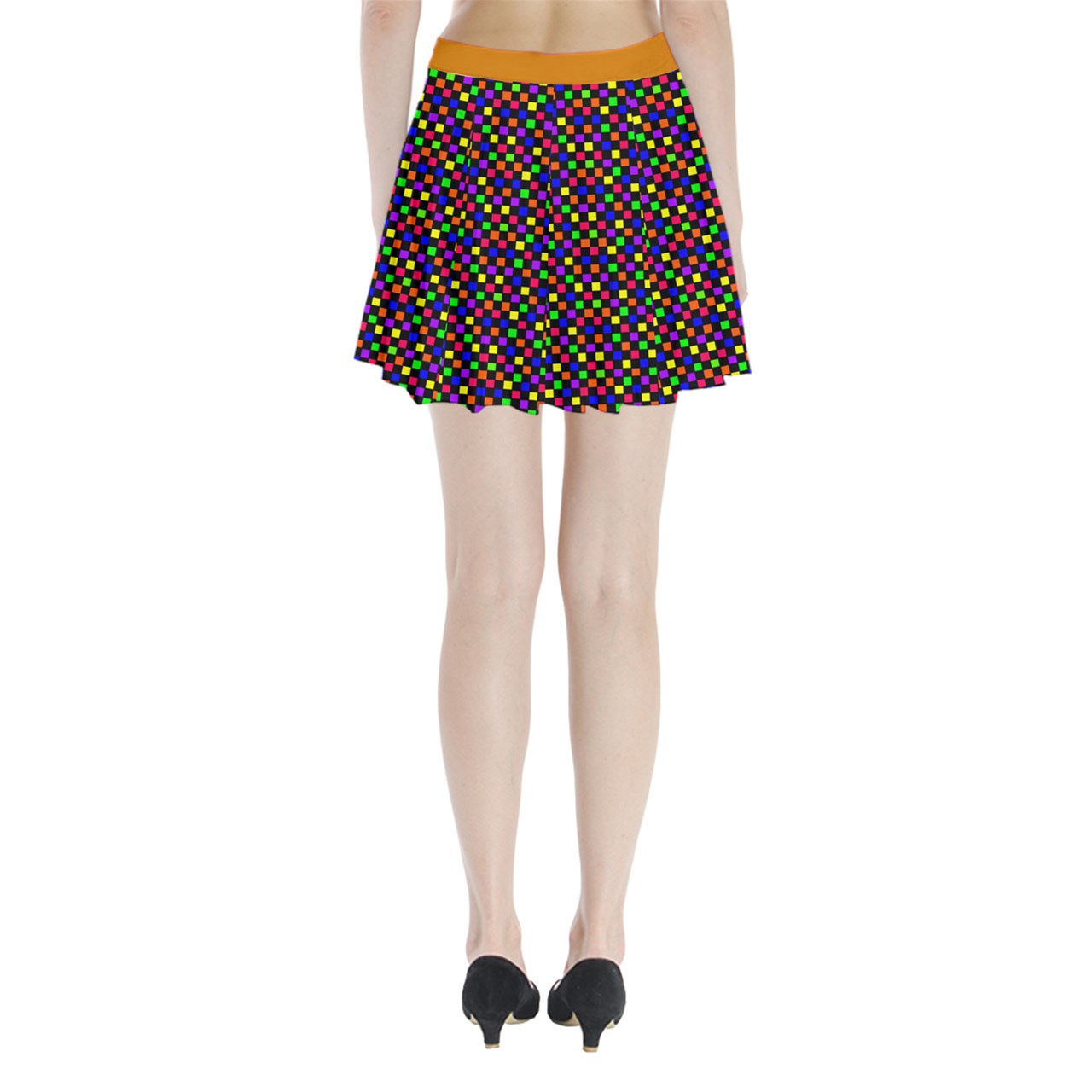 rainbow checker Pleated Mini Skirt