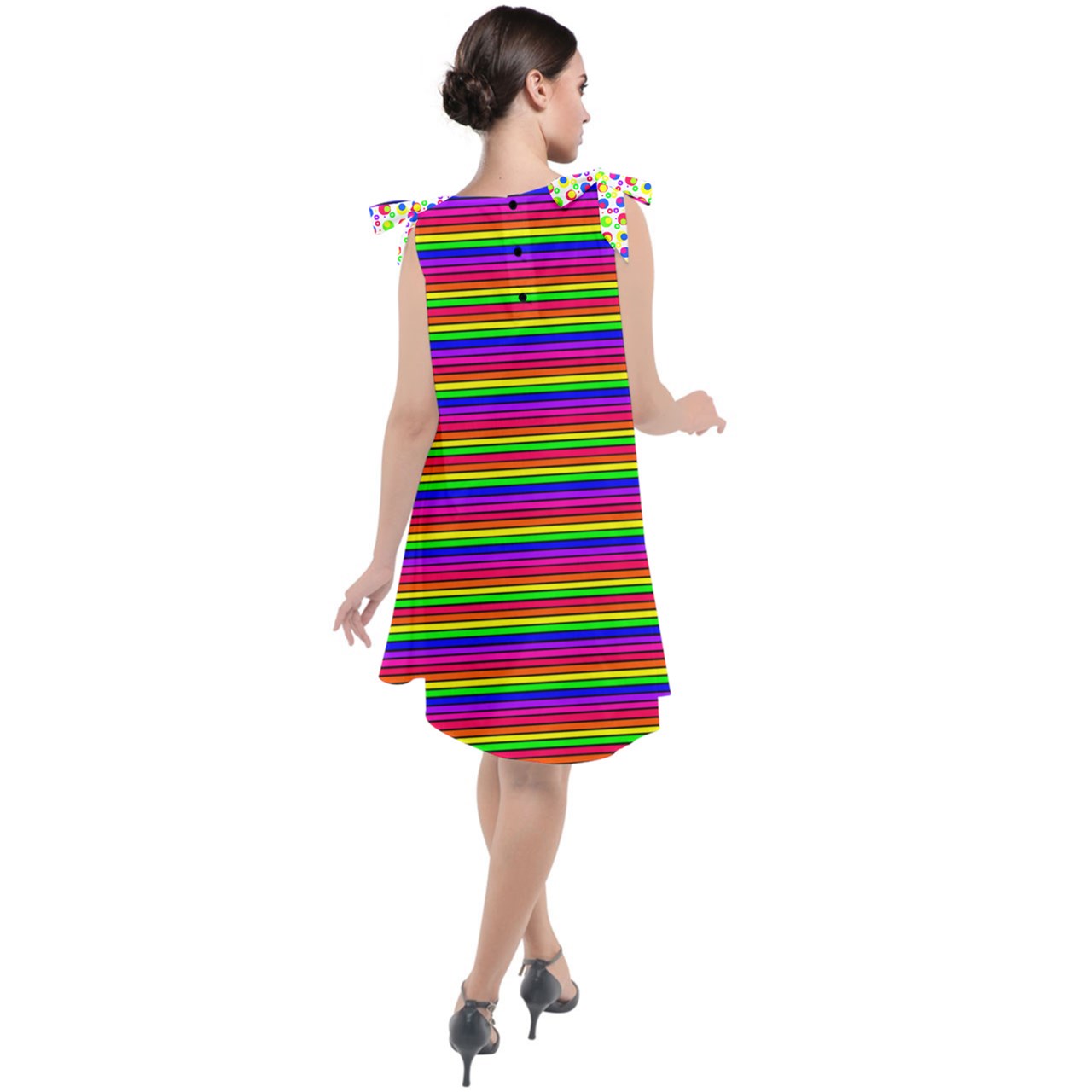 soft clown stripe Tie Up Tunic Dress