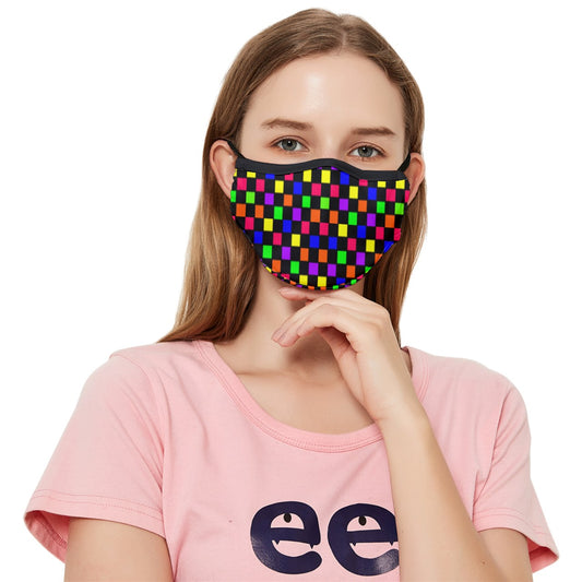 rainbow checker Fitted Cloth Face Mask (Adult)