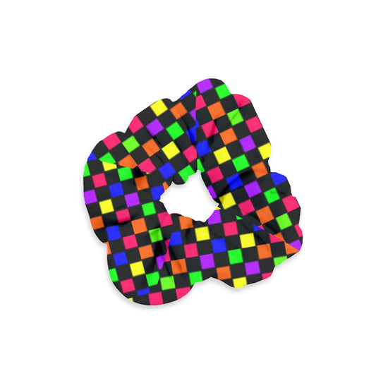 rainbow checker pattern Velvet Scrunchie