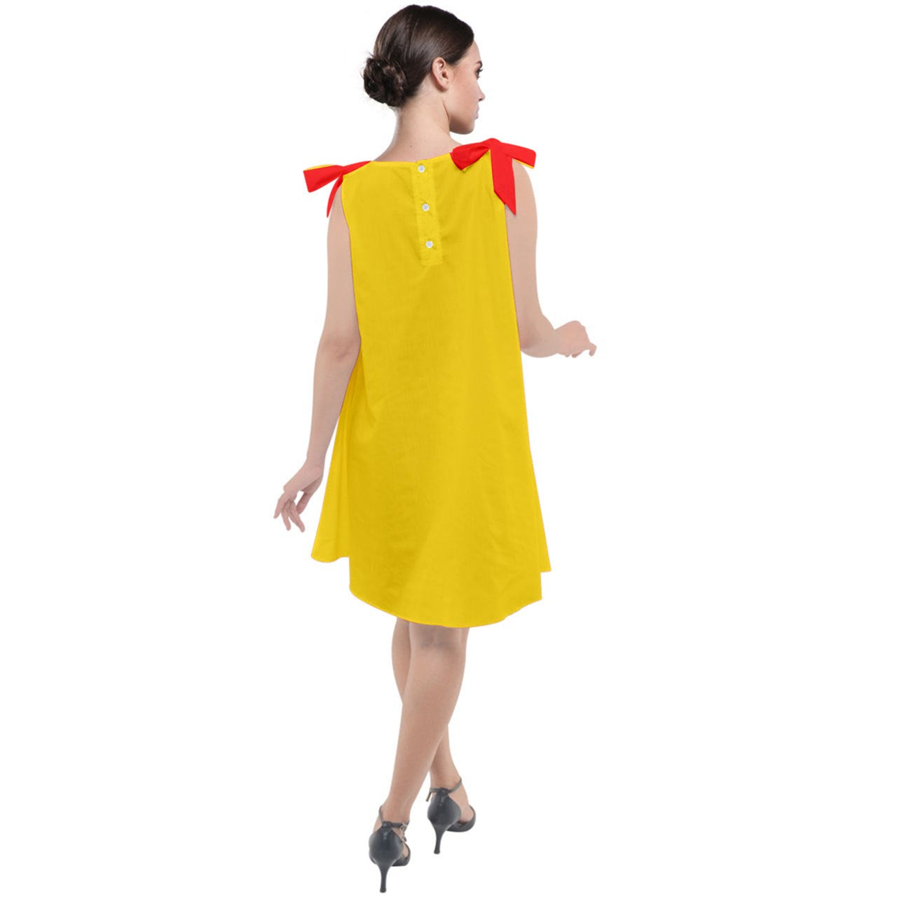 yellow T logo Tie Up Tunic Dress