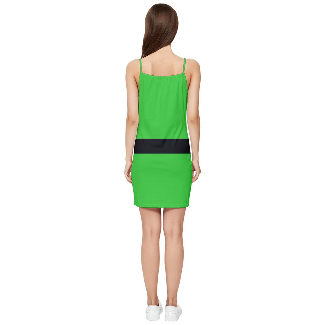 neon green strapped Summer Tie Front Dress