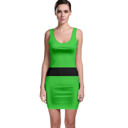neon green strapped Bodycon Dress