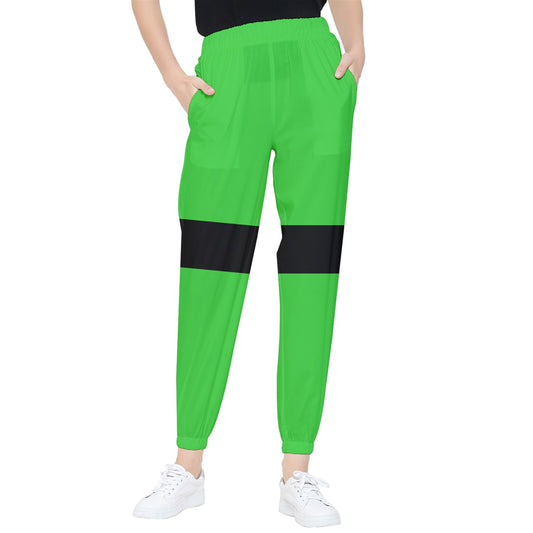 neon green strapped Tapered Pants