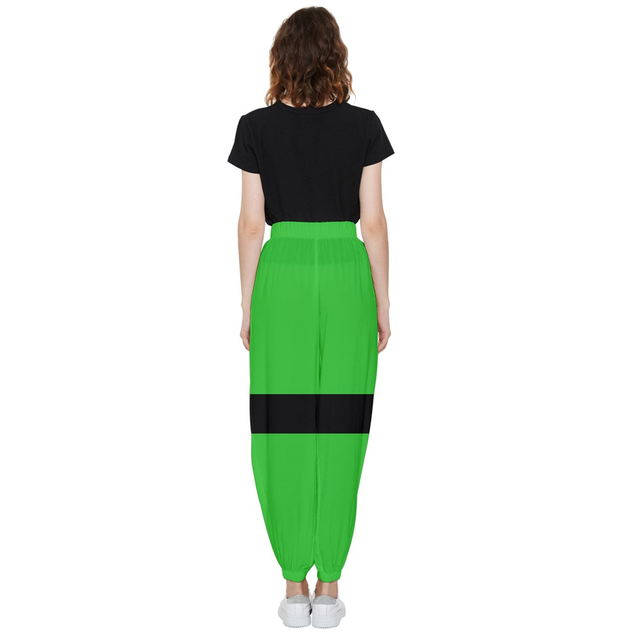 neon green strapped Tapered Pants