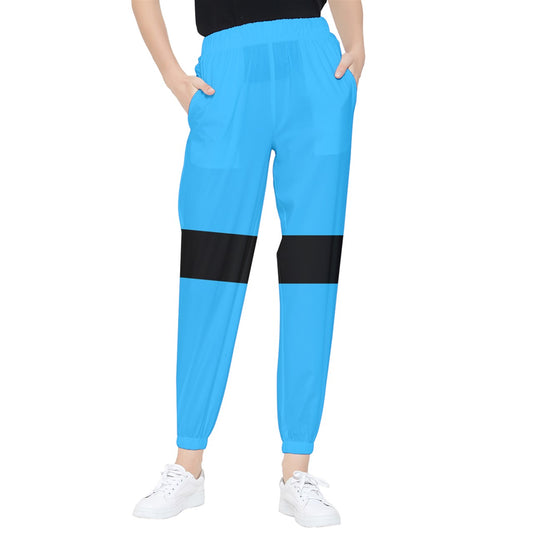 cool blue strapped Tapered Pants