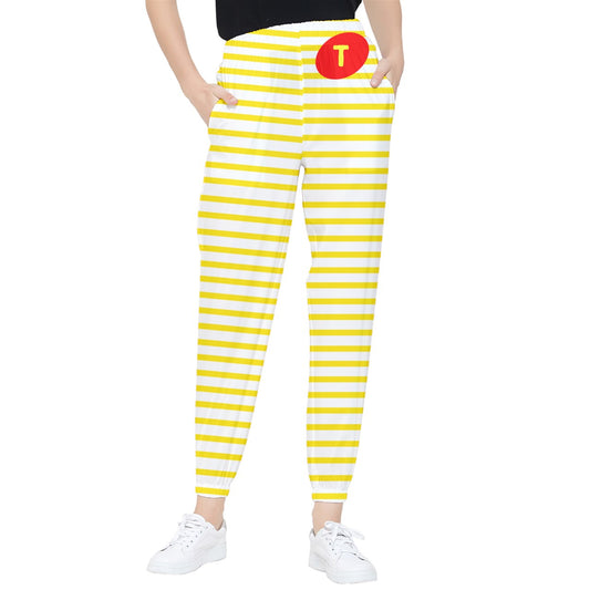 yellow beach stripe Tapered Pants