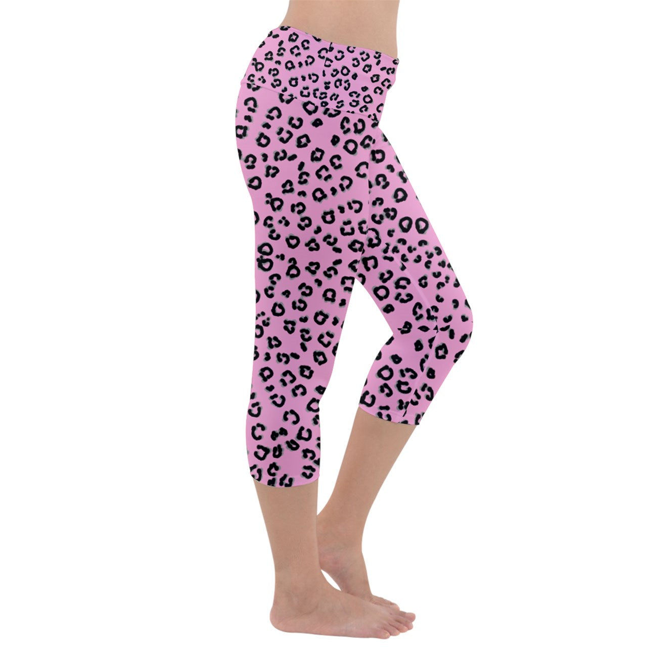 pink cheetah Capri Yoga Leggings