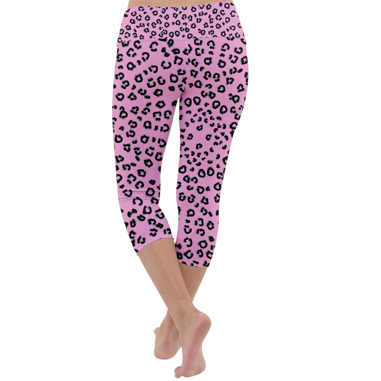 pink cheetah Capri Yoga Leggings