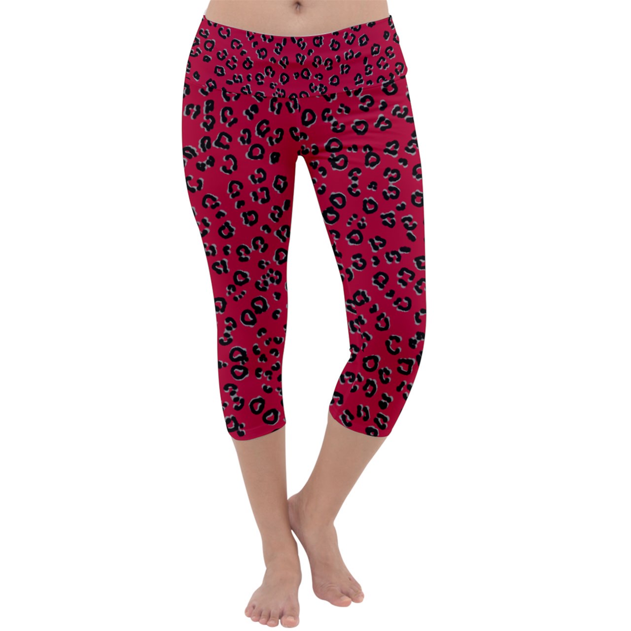 Red Cheetah Capri Yoga Leggings