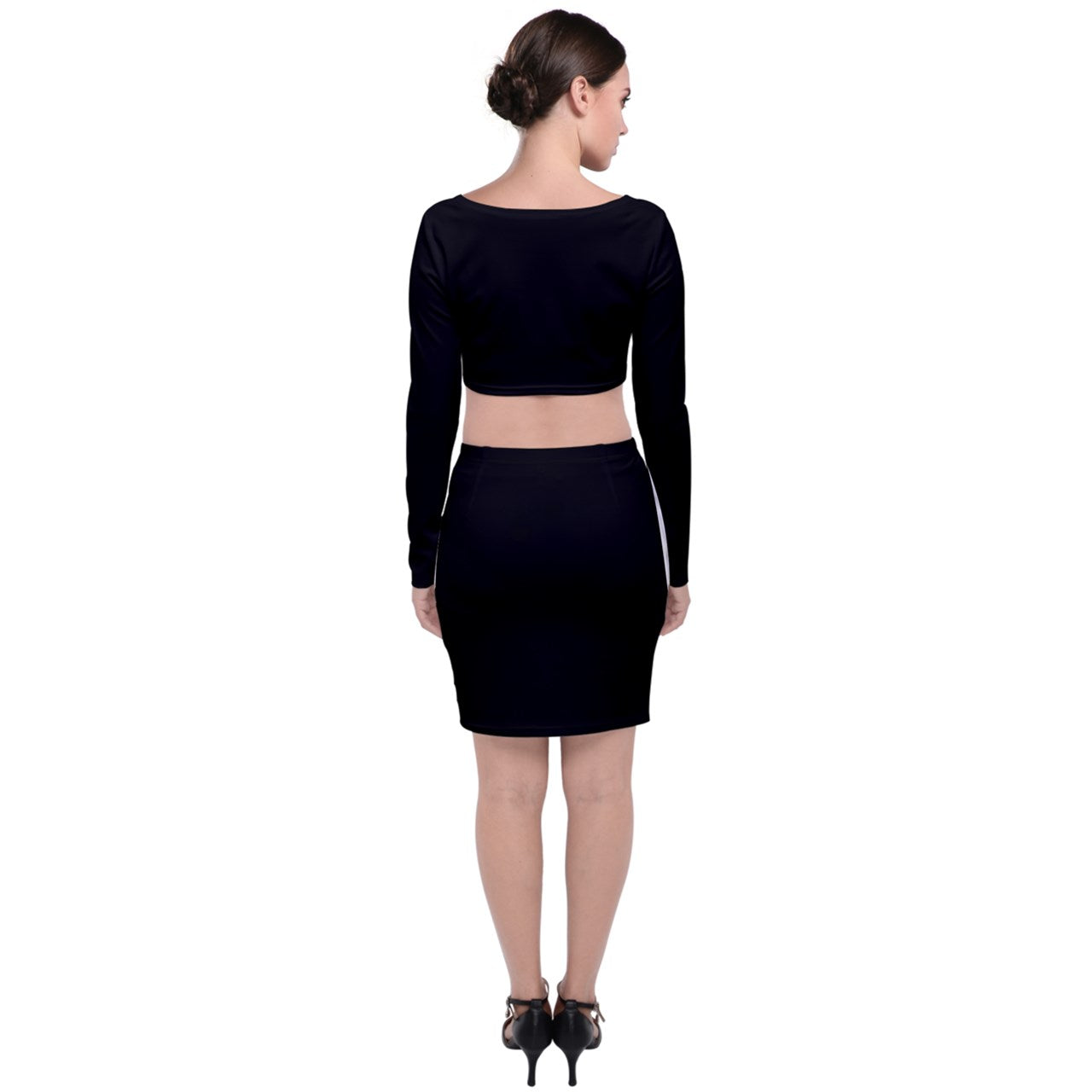 black Long Sleeve Crop Top & Bodycon Skirt Set