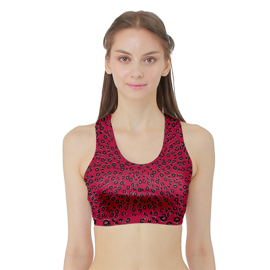 Red Cheetah Sports Bra with Border