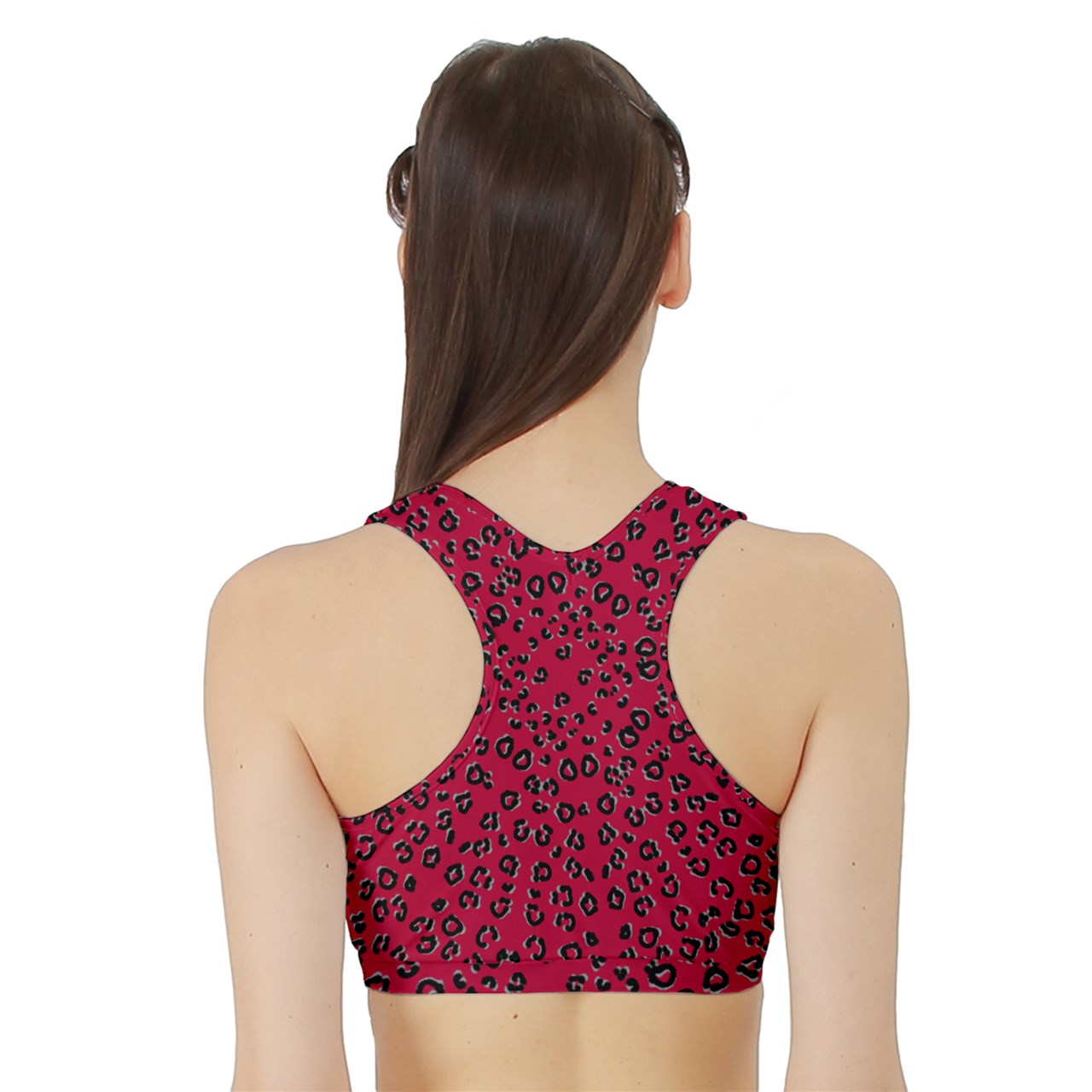 Red Cheetah Sports Bra with Border