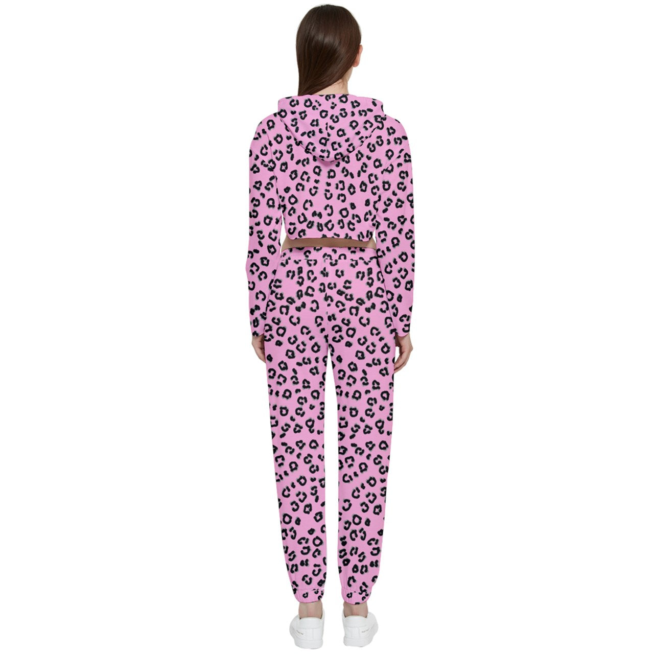 pink cheetah Cropped Track Suit