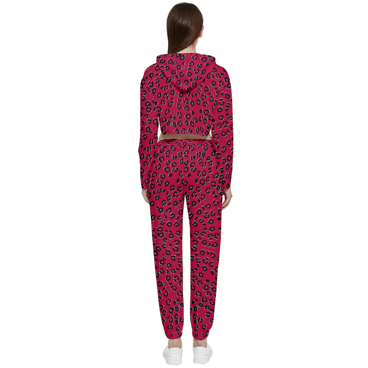 Red Cheetah Cropped Track Suit
