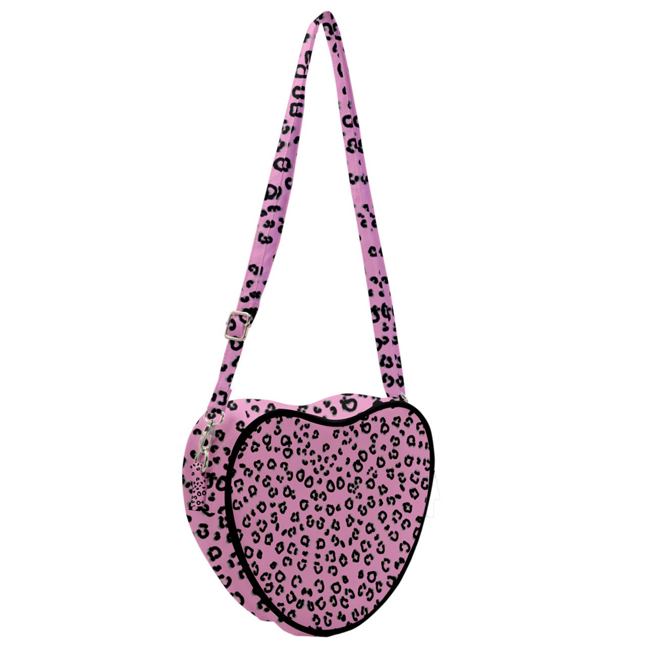 pink cheetah Heart Shoulder Bag