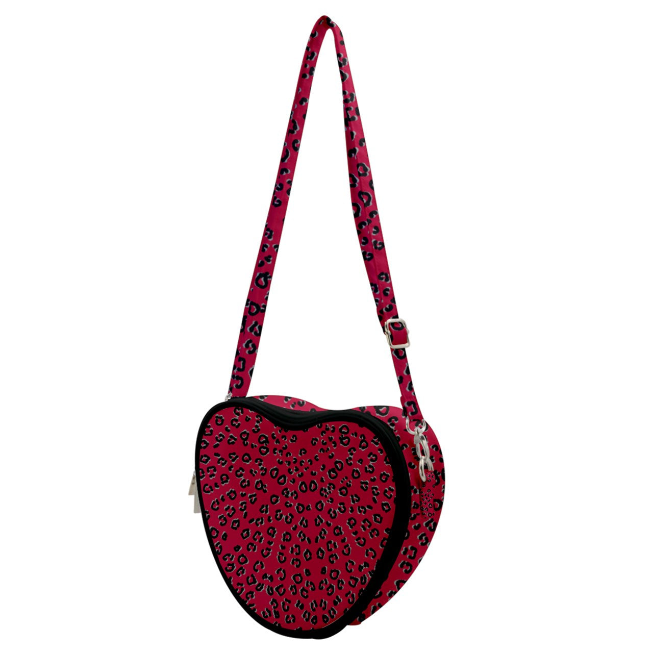Red Cheeta Heart Shoulder Bag
