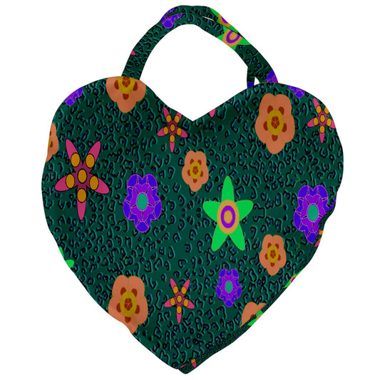 cheeta floral Giant Heart Shaped Tote
