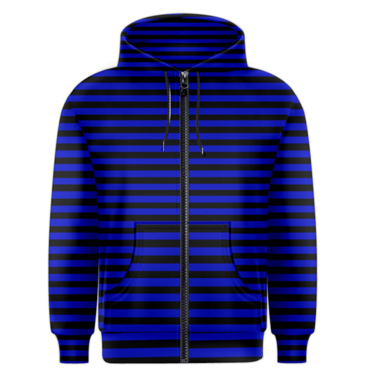 non-binary blue stripe Zipper Hoodie
