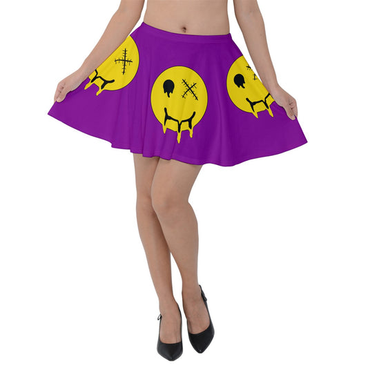 Purple Smiley Face Velvet Emo Skirt